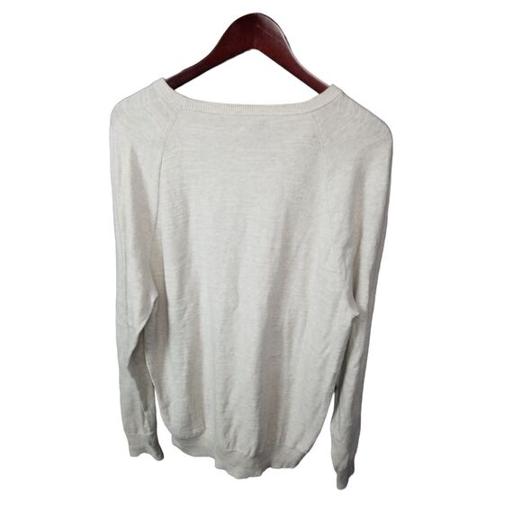 J.Crew Men's Cotton White/Gray Pullover Crew Neck Sweater Size Large - Picture 2 of 3